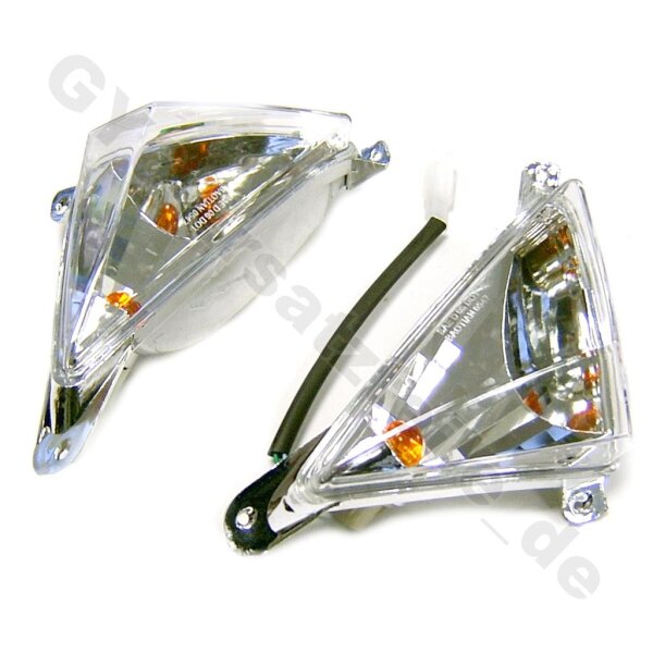 BLINKER SET R+L VORN WEISS z.B.für BAOTIAN BT49QT-12b GY6 CHINAROLLER