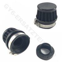Racing Luftfilter 3 teilig / verstellbar 47mm / 35mm / 25mm  Anschluss * SCHWARZ * 50-125cc
