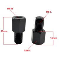 Spiegel Adapter von Spiegel M8 Linksgewinde auf M8...