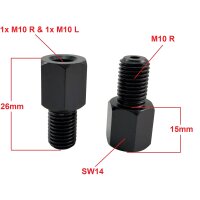 Spiegel Adapter von Spiegel M10 Rechtsgewinde auf M10...