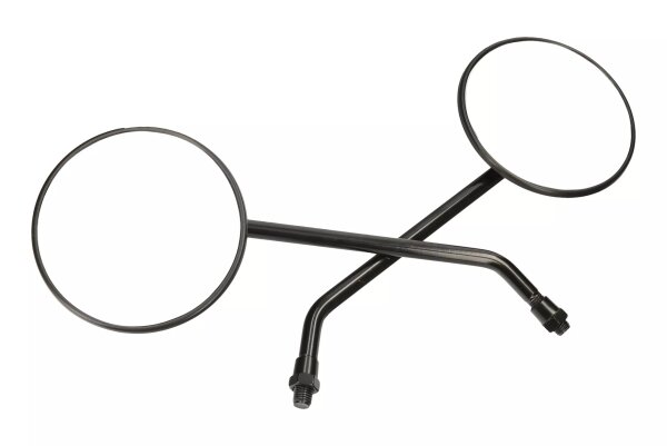 14+15 - Spiegel links und rechts * RUND - MATT SCHWARZ - mit M10 R R